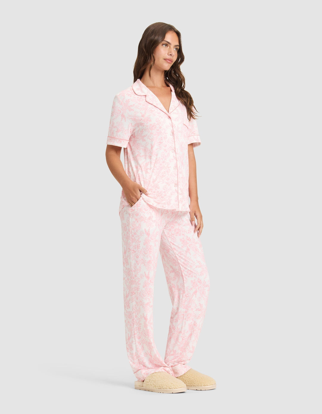 Women's Bamboo Stretch-Knit Short Sleeve & Pant Pajama Set