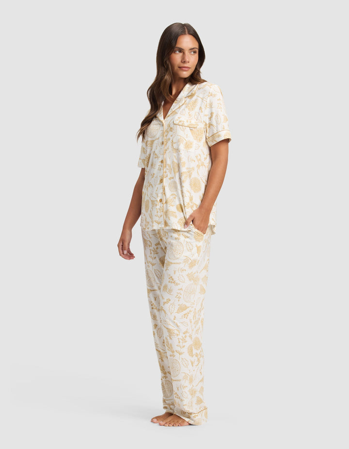 Women's Bamboo Stretch-Knit Short Sleeve & Pant Pajama Set