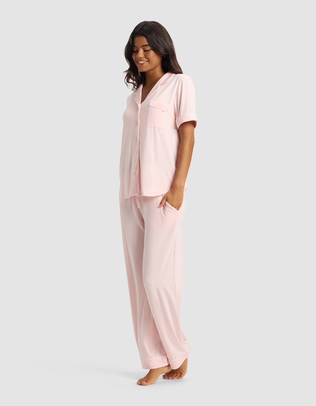 Women's Bamboo Stretch-Knit Short Sleeve & Pant Pajama Set