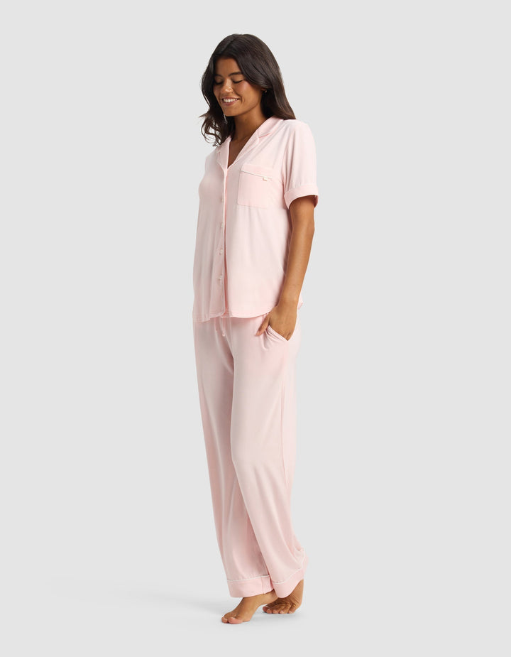 Women's Bamboo Stretch-Knit Short Sleeve & Pant Pajama Set