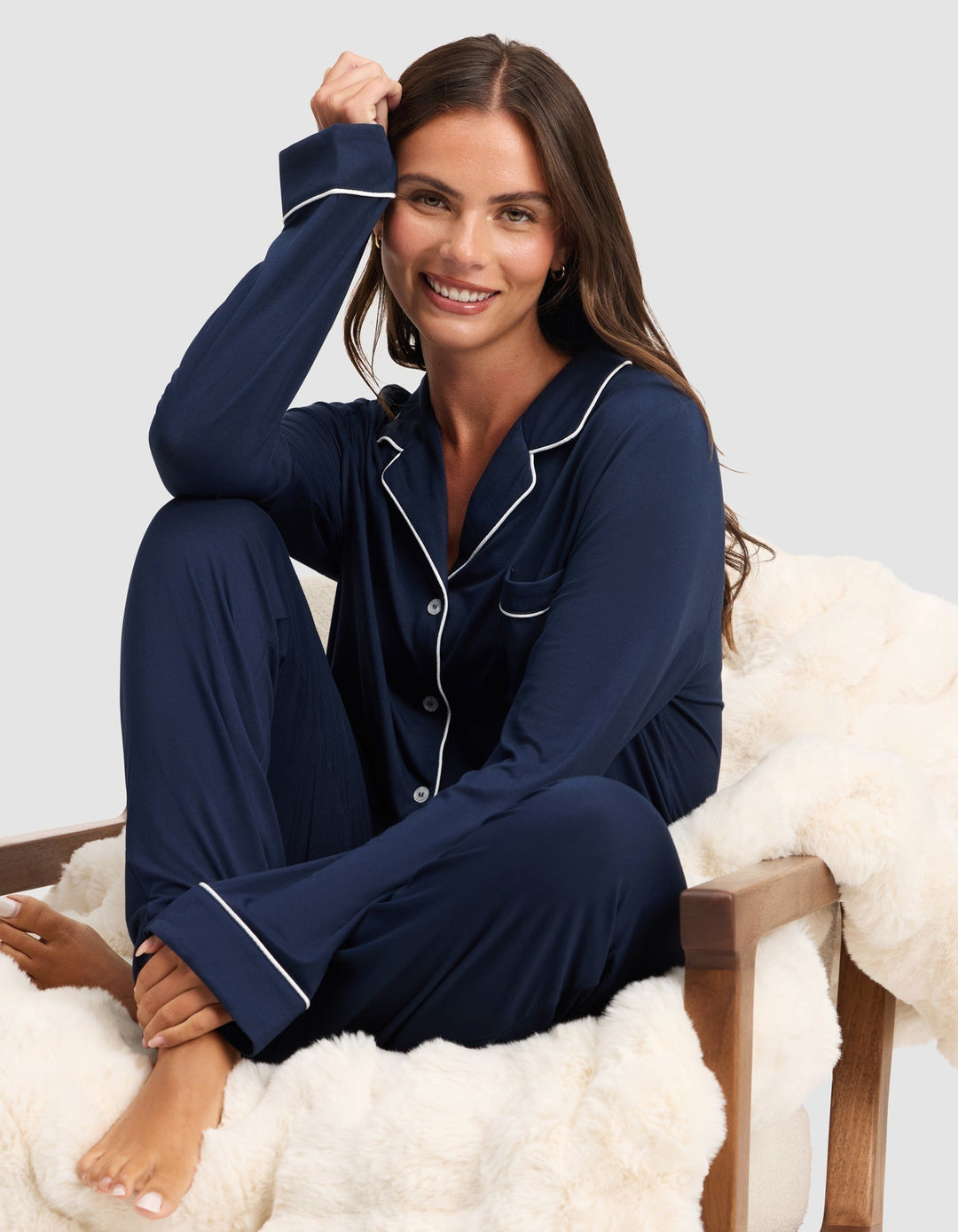 Women's Bamboo Stretch-Knit Long Sleeve Pajama Top TALL