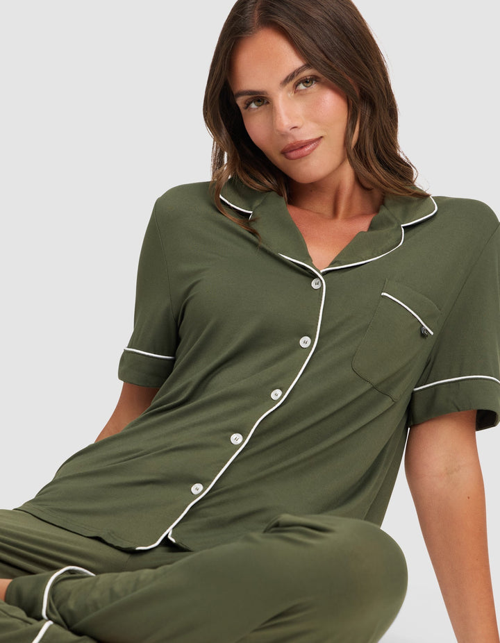 Women's Bamboo Stretch-Knit Short Sleeve & Pant Pajama Set