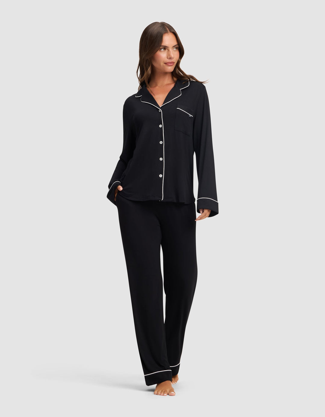 Women's Bamboo Stretch-Knit Long Sleeve Pajama Top TALL