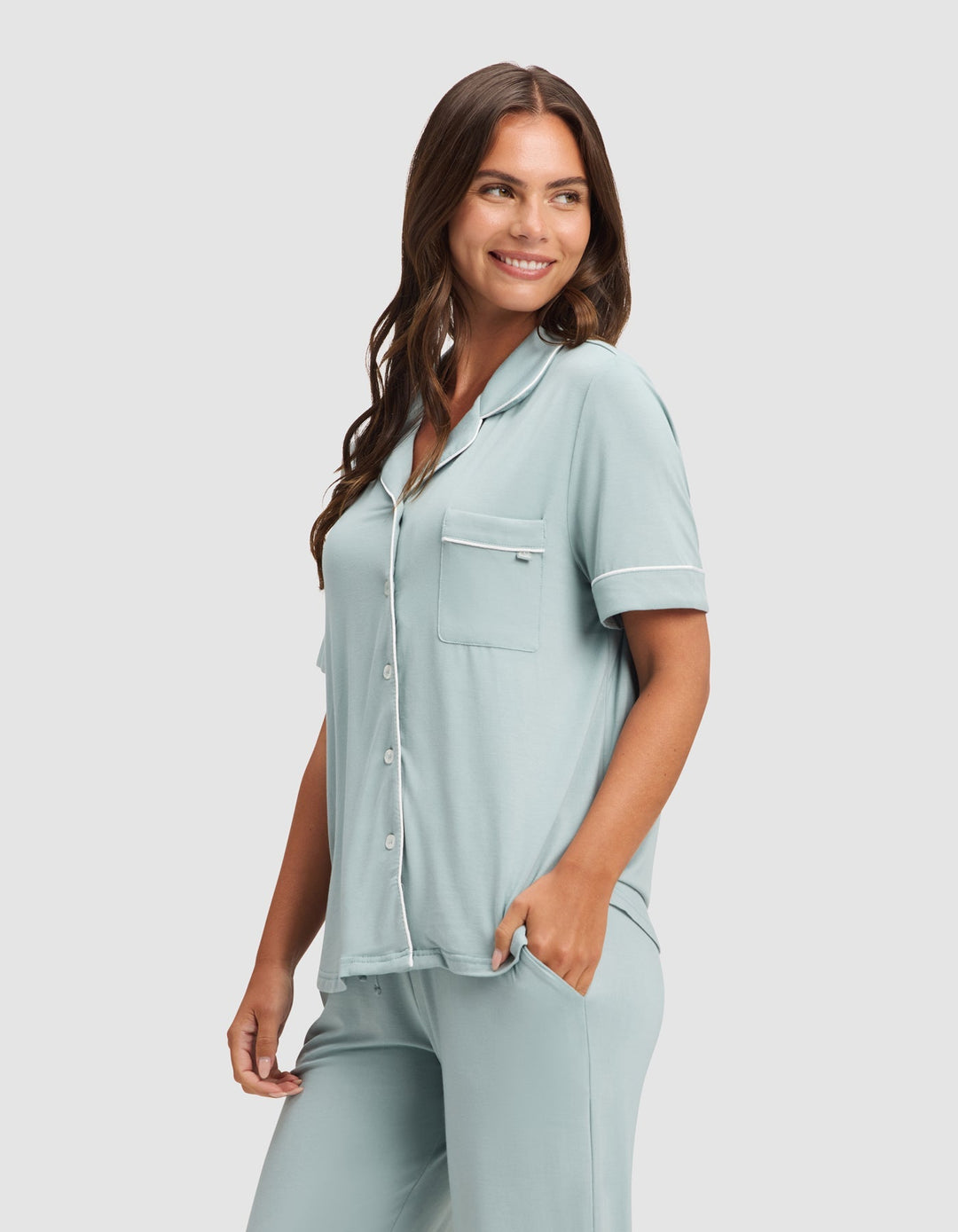 Women's Bamboo Stretch-Knit Short Sleeve & Pant Pajama Set