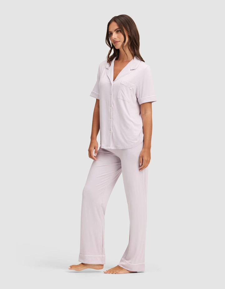 Women's Bamboo Stretch-Knit Short Sleeve & Pant Pajama Set
