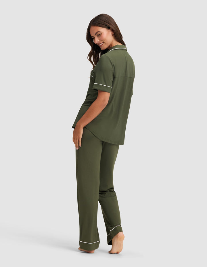 Women's Bamboo Stretch-Knit Short Sleeve & Pant Pajama Set