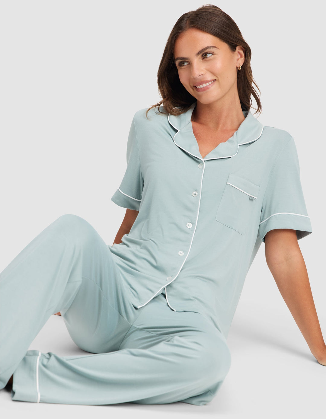 Women's Bamboo Stretch-Knit Short Sleeve & Pant Pajama Set